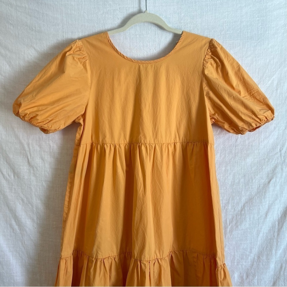 Peter Som Collective Women's Marigold Tiered Midi Dress in Orange Tie Ba…